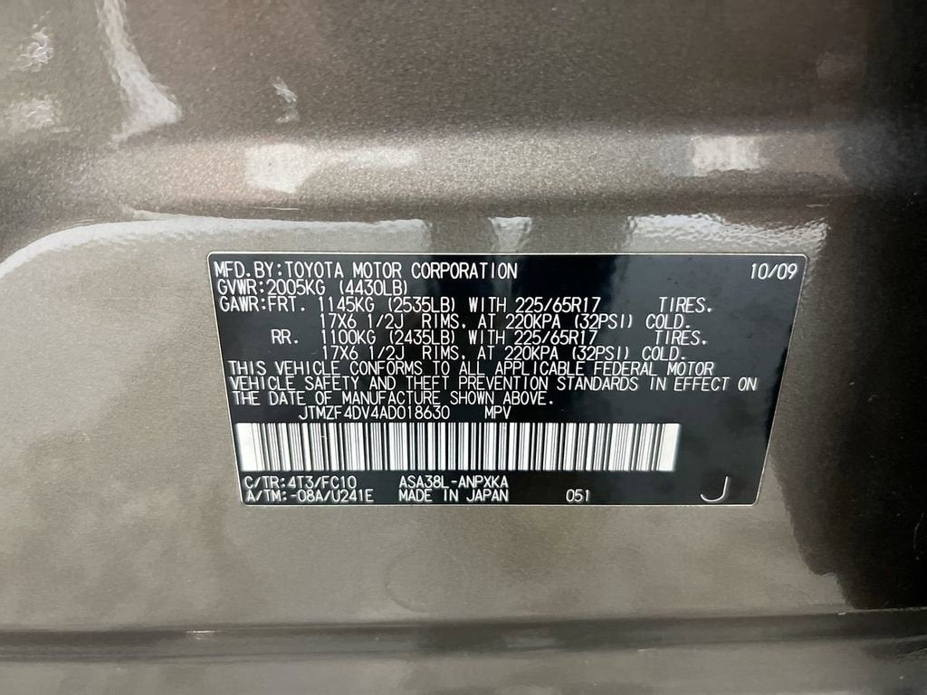 2010 Toyota RAV4 FWD 4dr 4-cyl 4-Spd AT (Natl)
