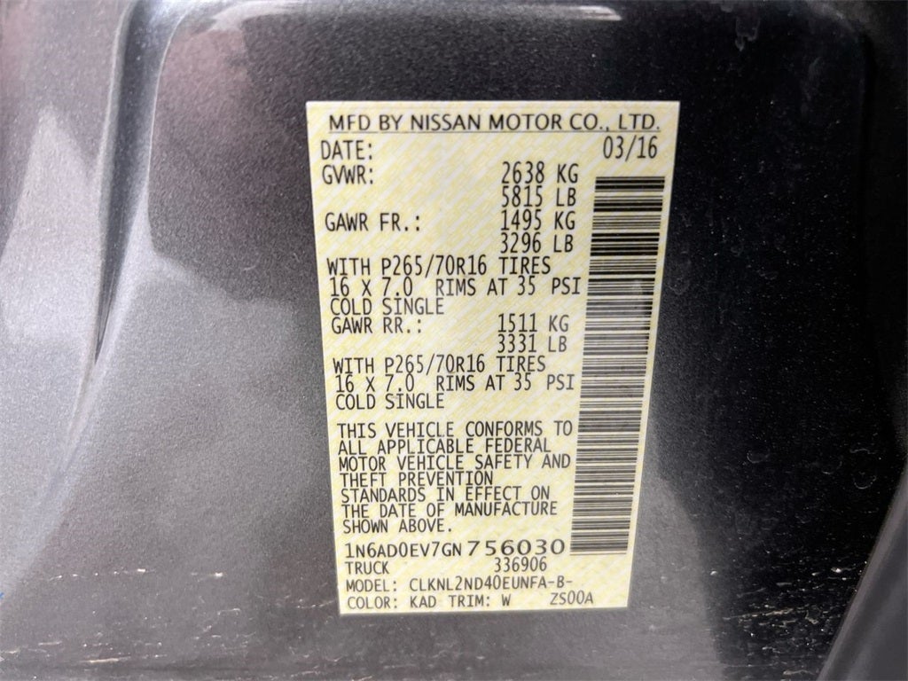 2016 Nissan Frontier SV